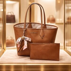 Michael Kors Brown Leather Tote with Pouch